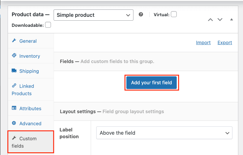 Adding a new custom field to a simple product