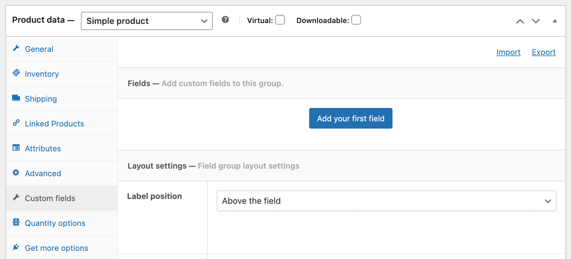 Adding a new custom field to a simple product