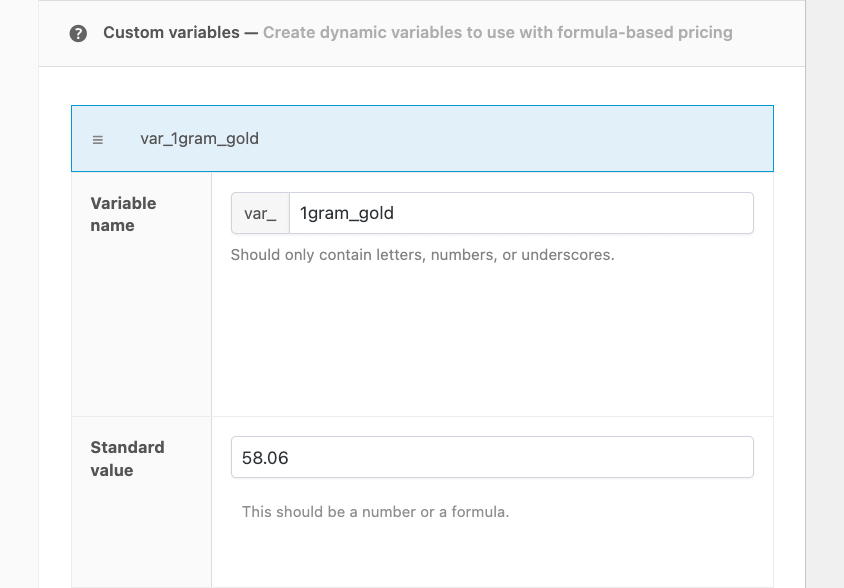 Creating a custom variable for a base price