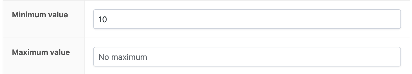 Setting a minimum price for a custom number field