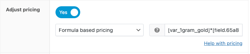 Adjust the pricing field in product settings