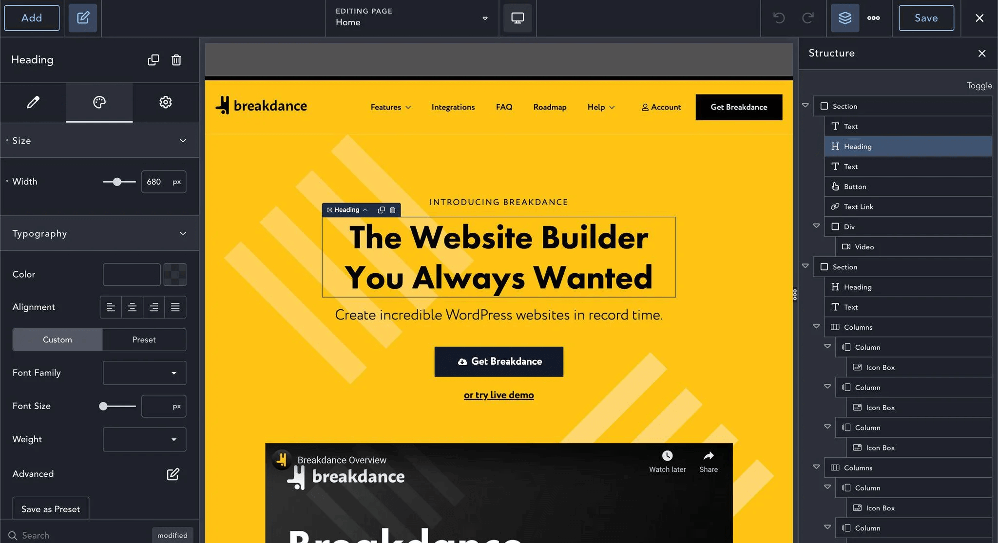Breakdance WP builder illustation