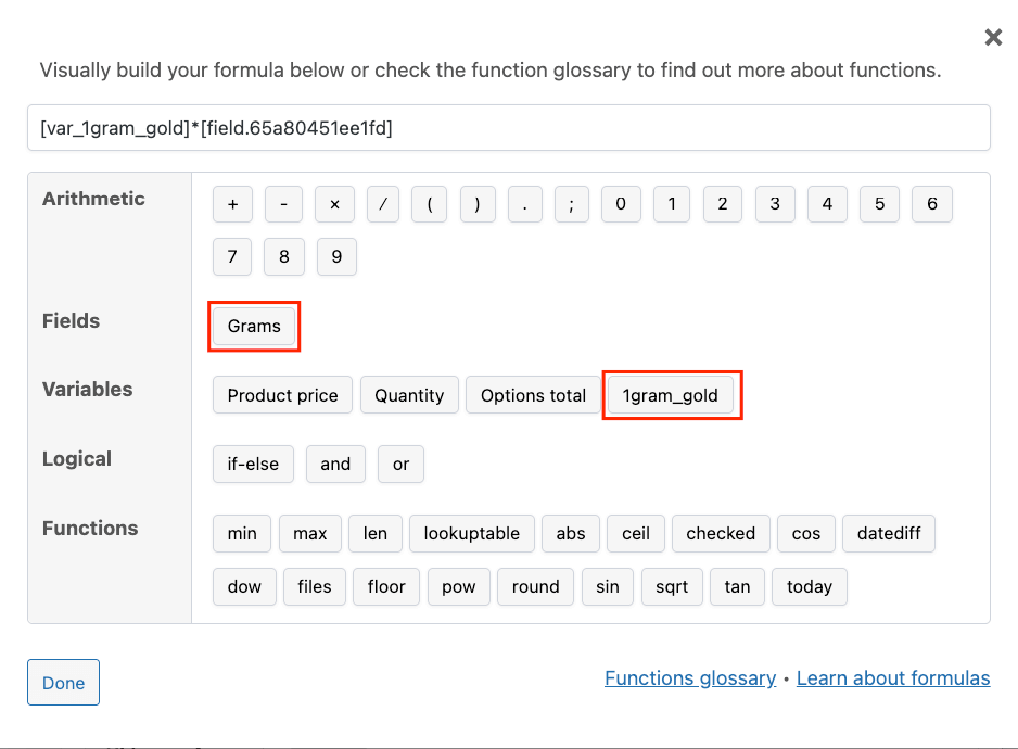 Formula to calculate the final price based on the amount entered by the customer