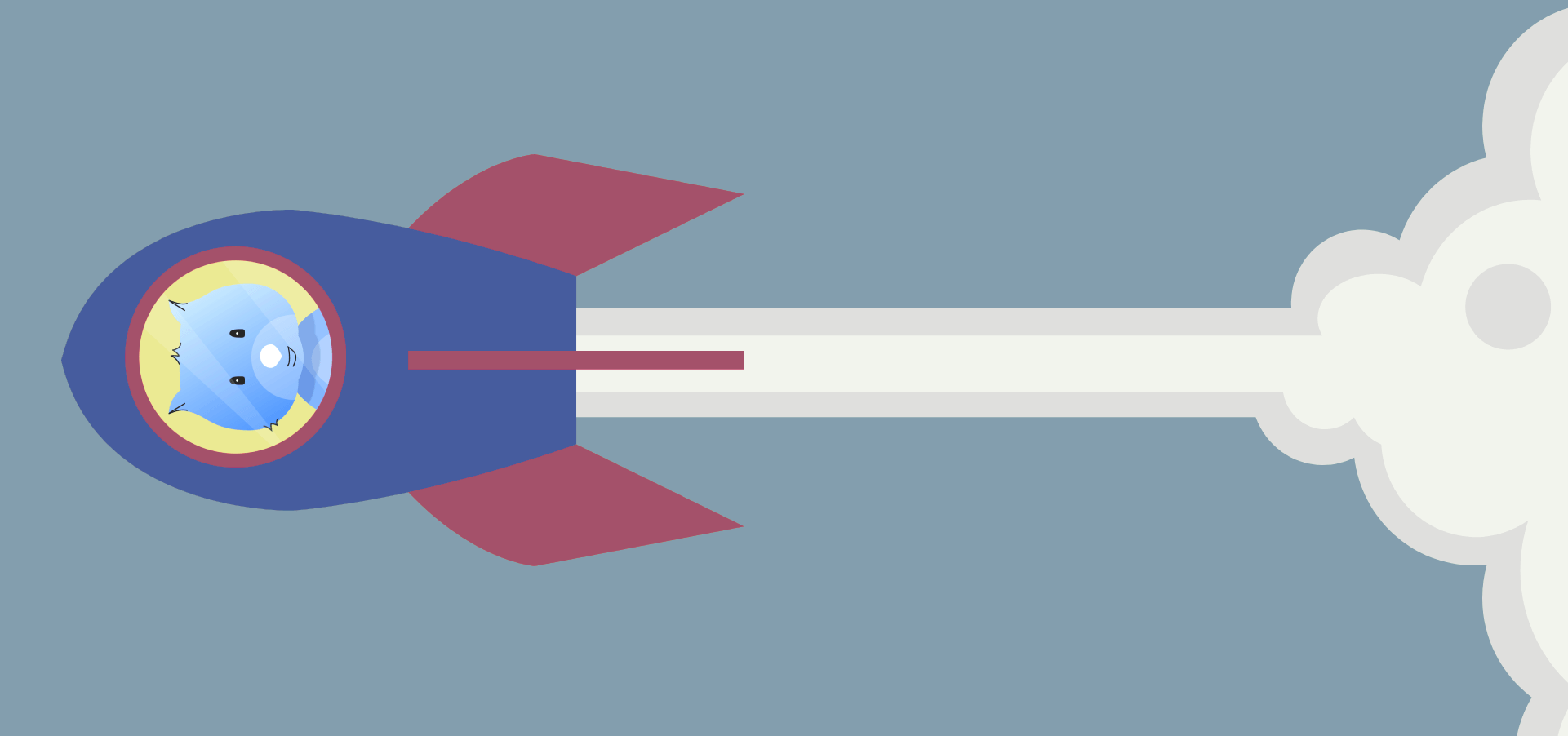 Illustration of a flying rocket