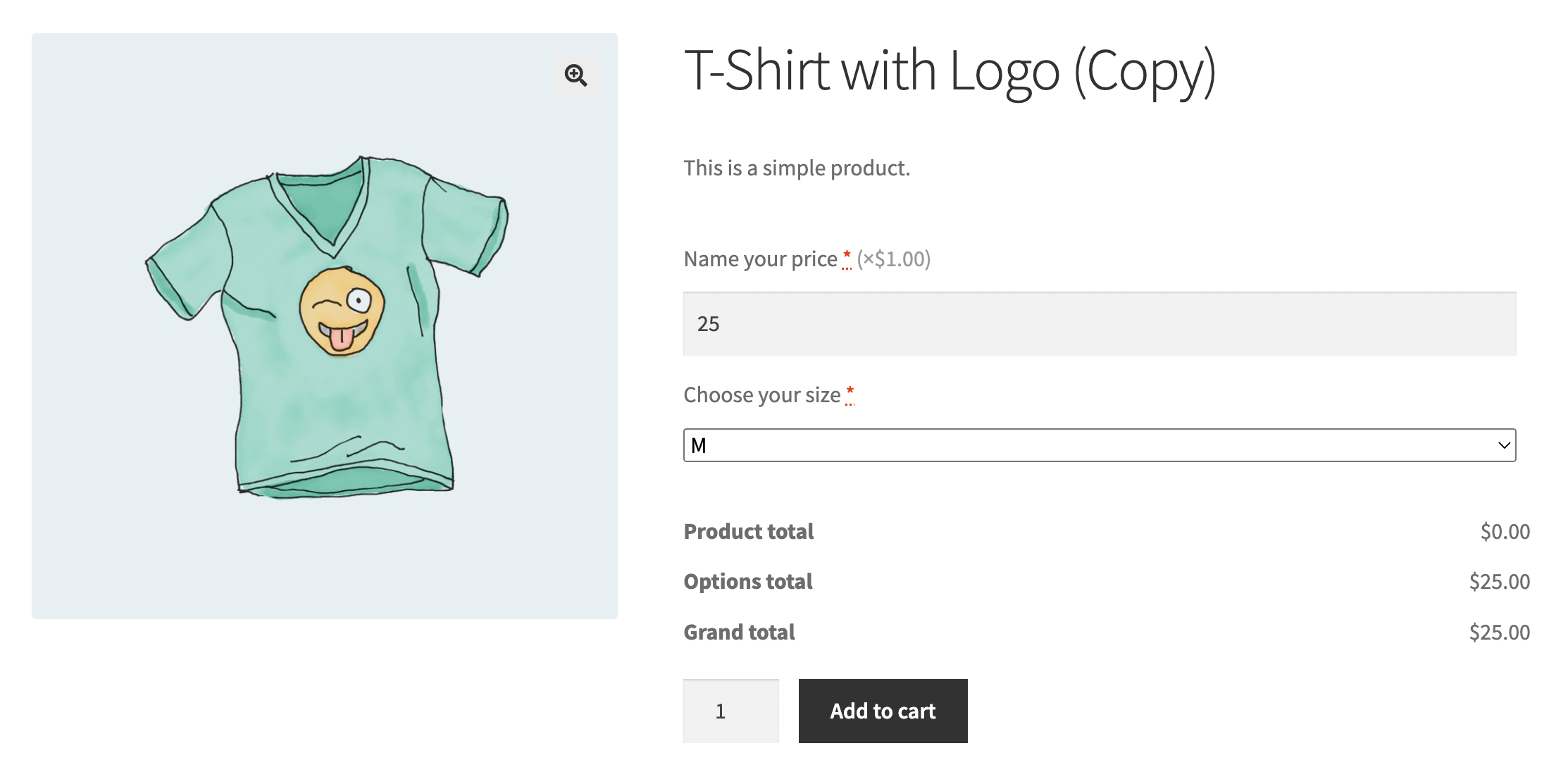“Name your price” product front-end example