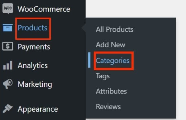 Products tab in your WordPress dashboard