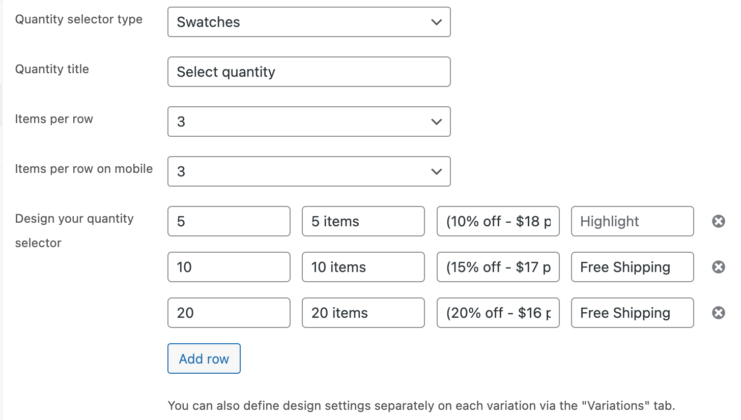 Defining the different pricing tiers for a product