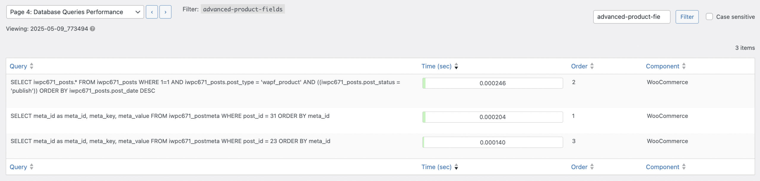 APF database queries report