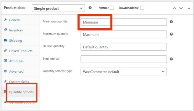 Quantity options within the product and set minimum and maximum quantities