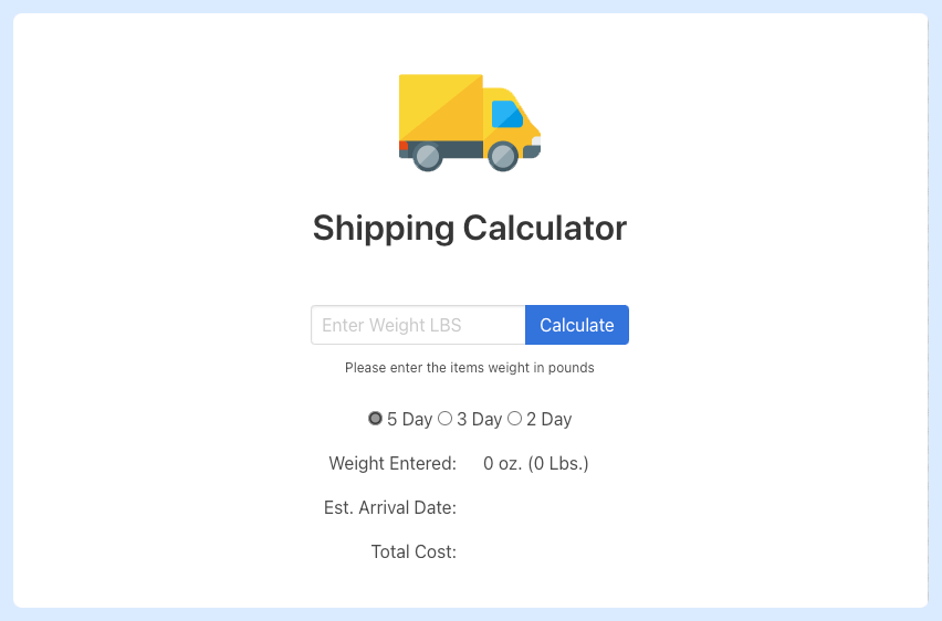 Example of a shipping calculator