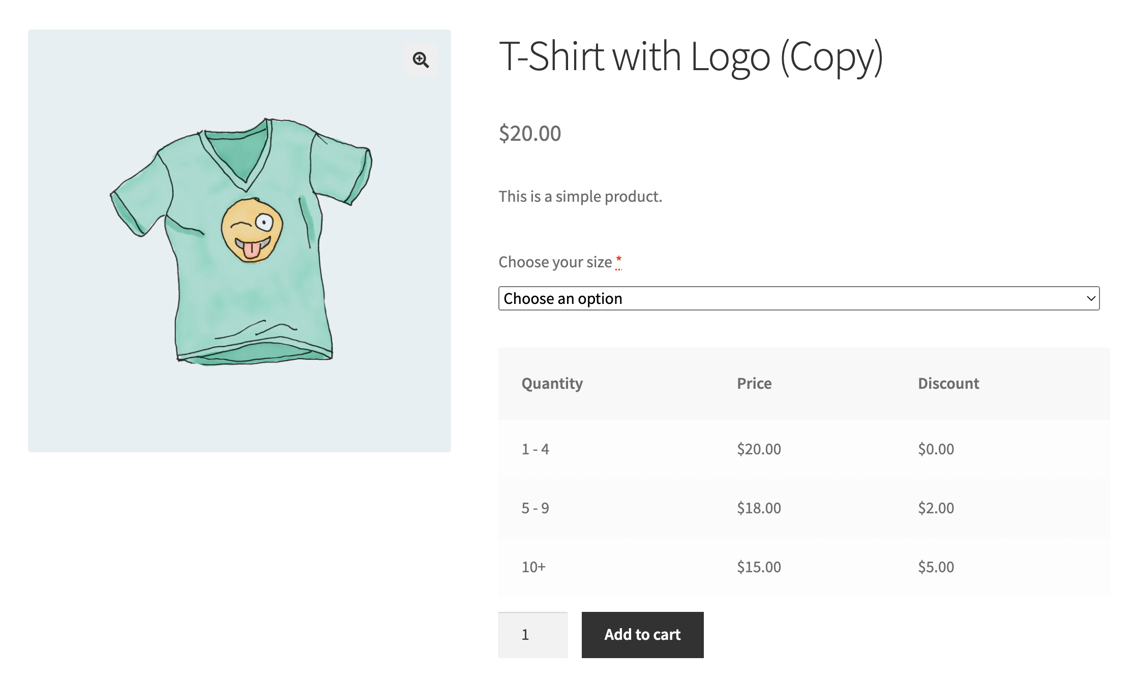 Example of a product with quantity discounts