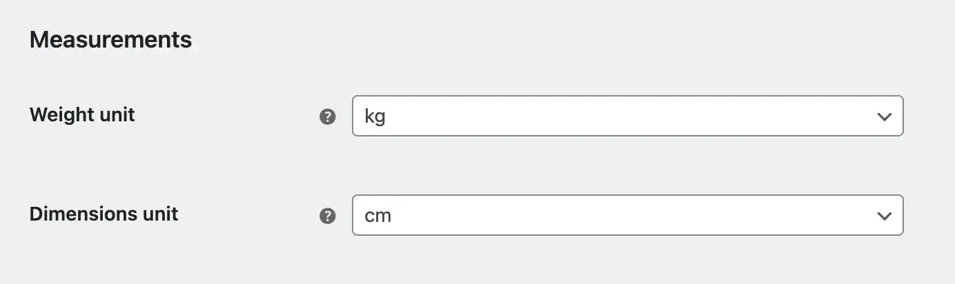 Weights setting in WooCommerce