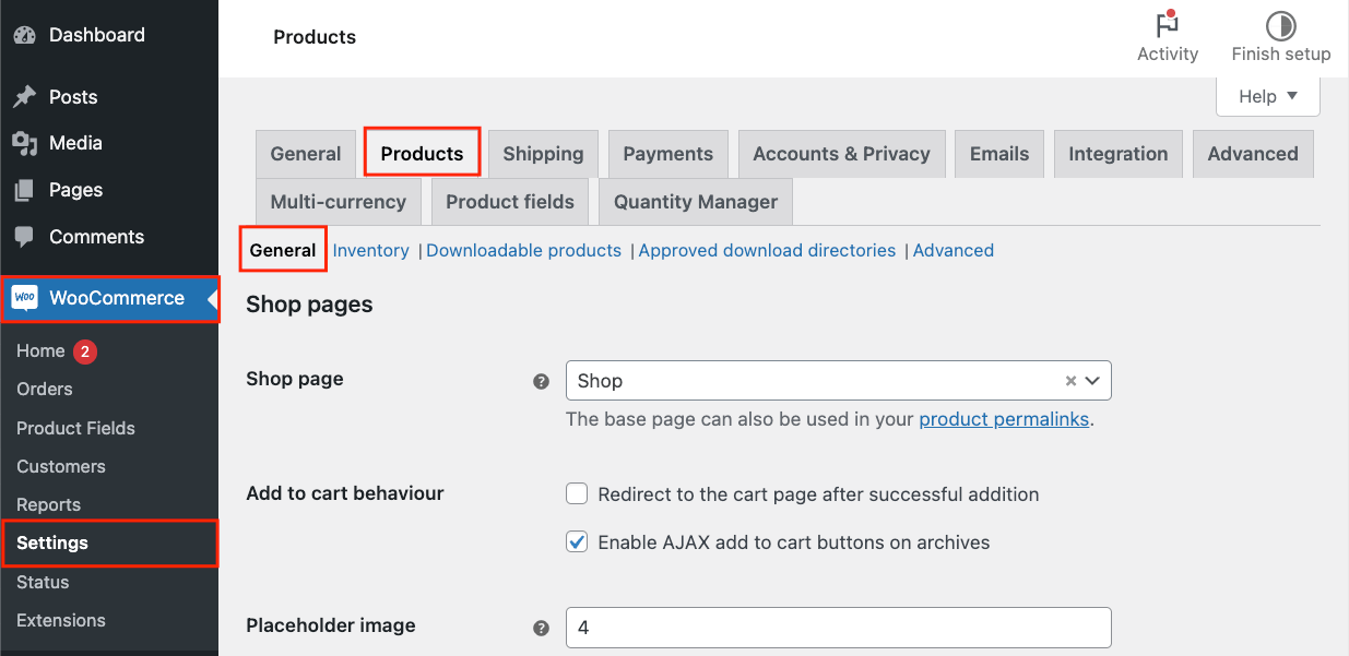 WooCommerce general product settings