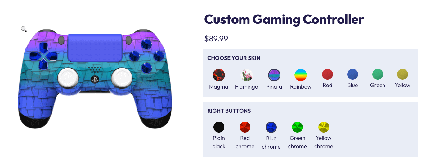 Custom gaming controller to pick colors