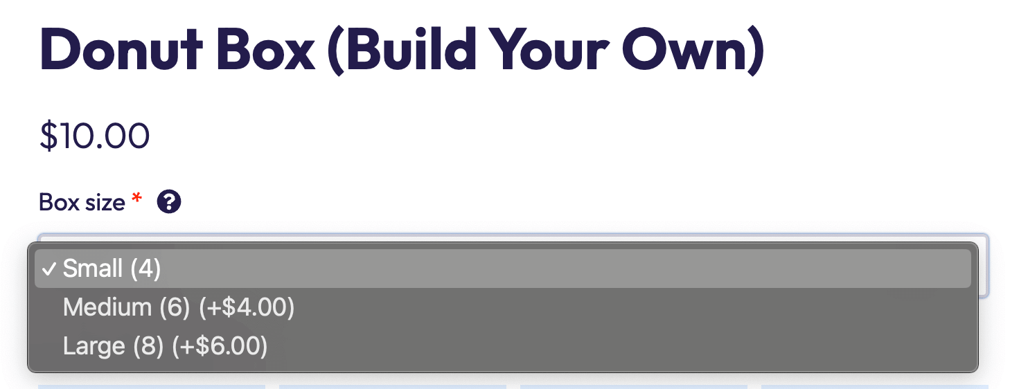 Example of a dropdown menu