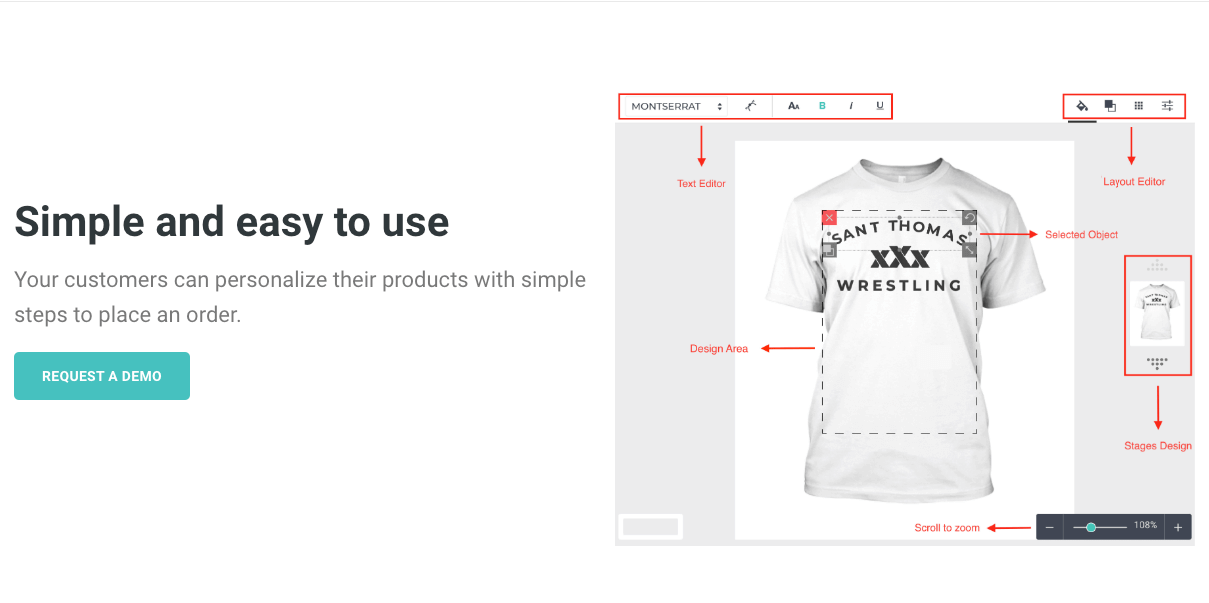 Lumise Designer Tool homepage