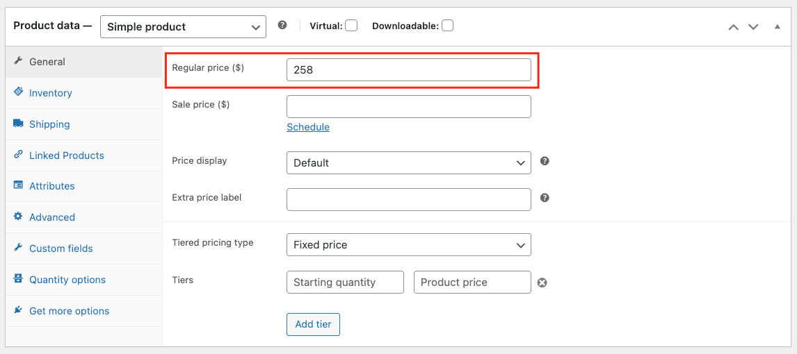 Setting the daily price for a rental product