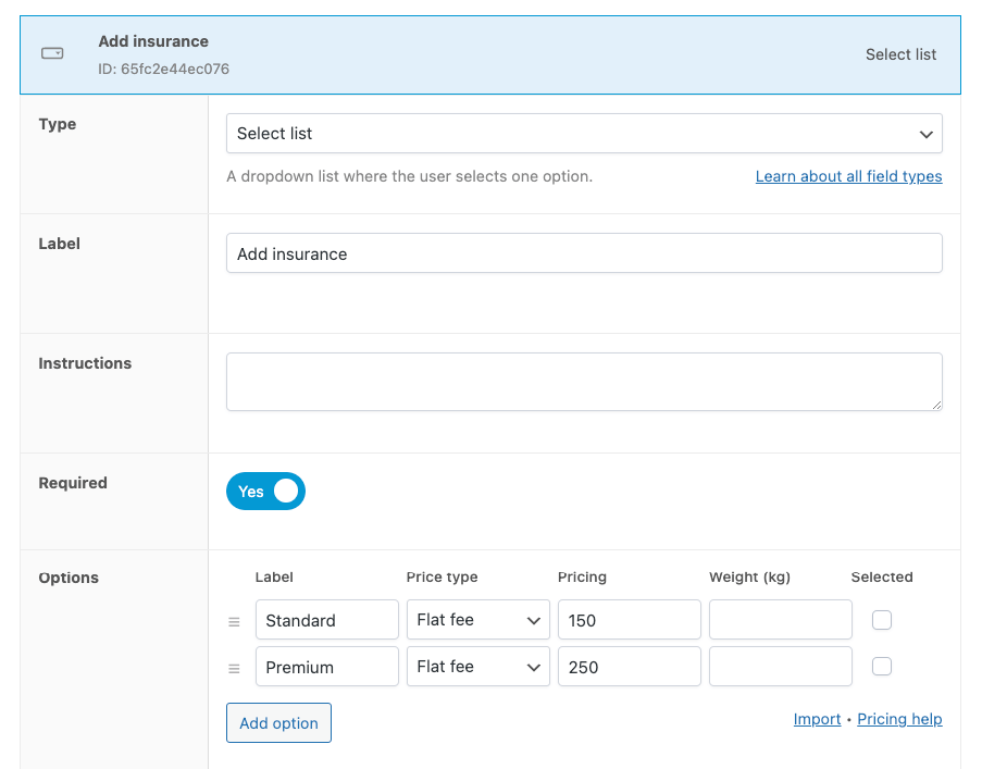Add a custom checkbox field with two options