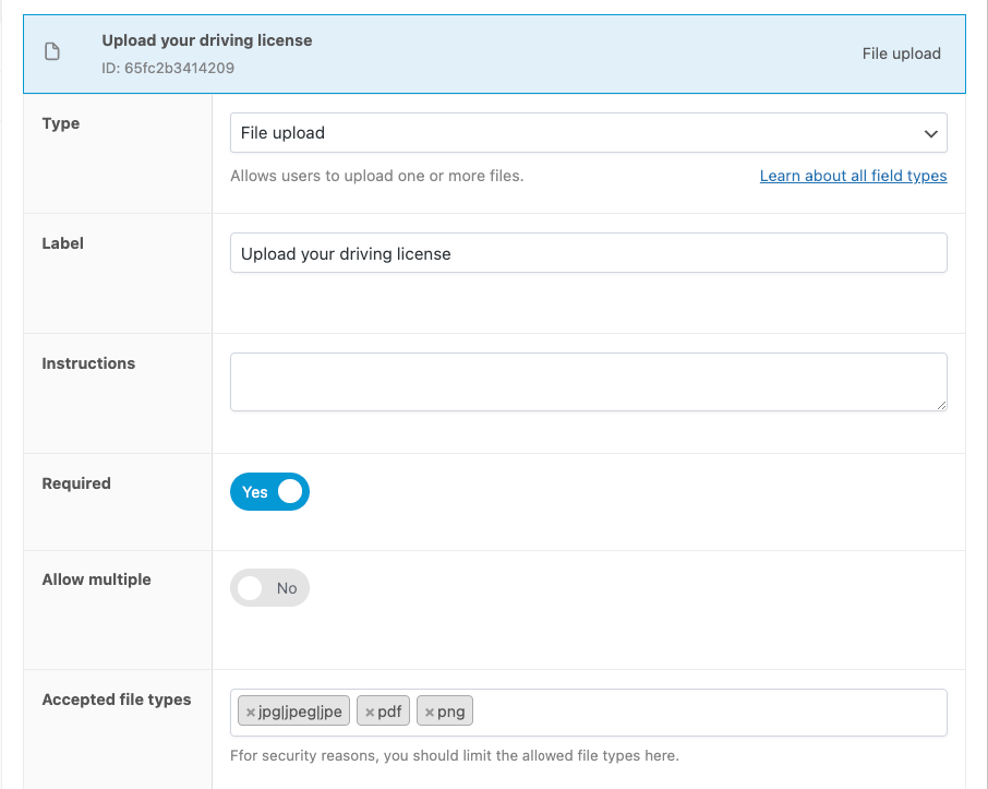 Add a custom file upload field