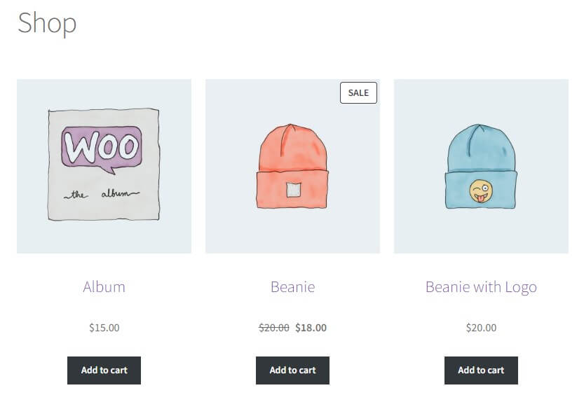 Default WooCommerce layout