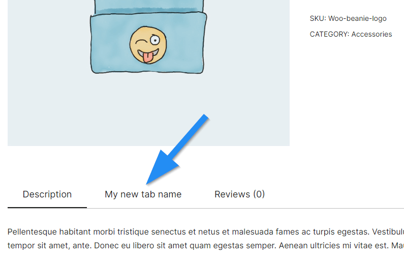 Example of a custom-named product tab