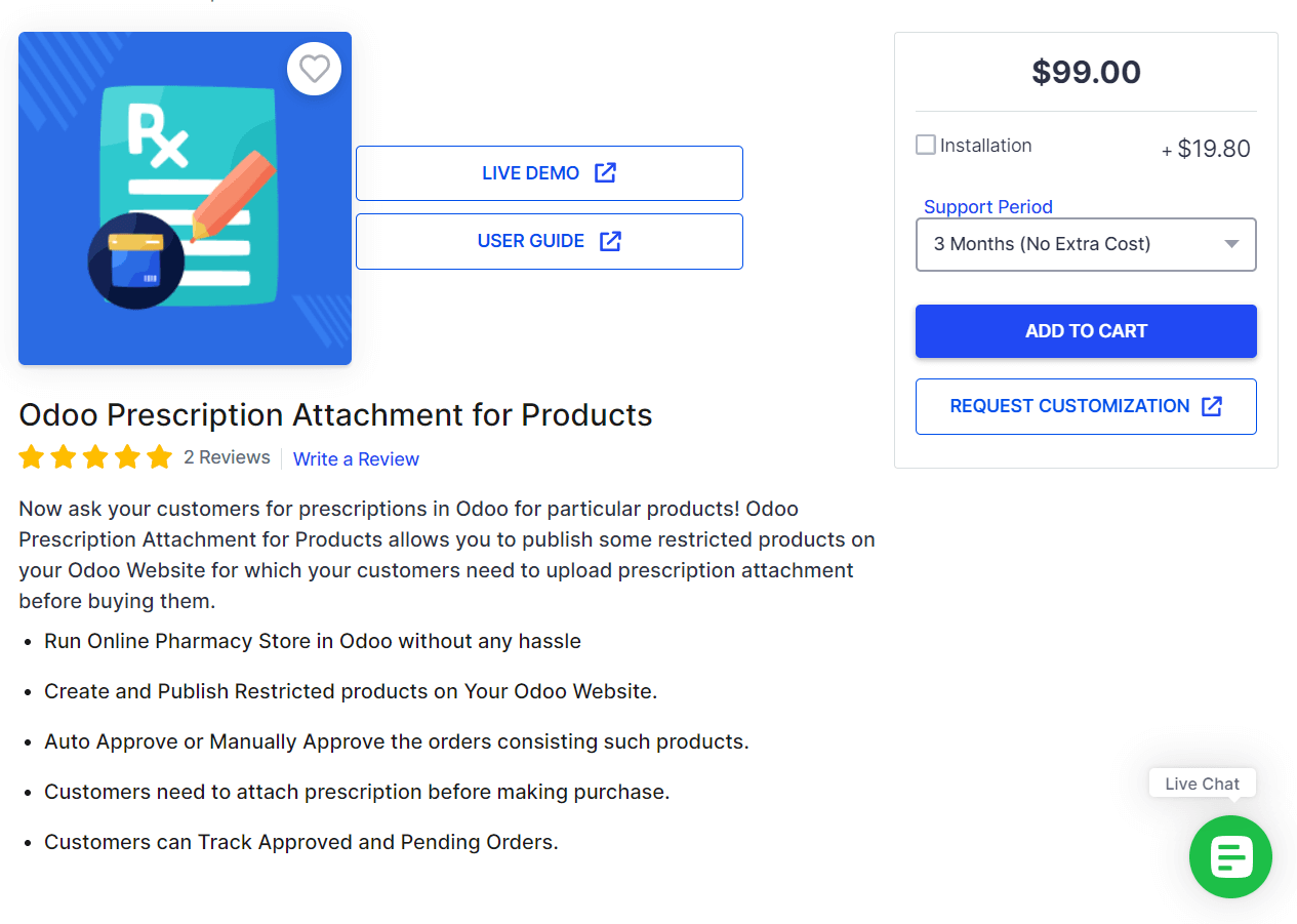 Odoo Prescription Attachment for Products Plugin