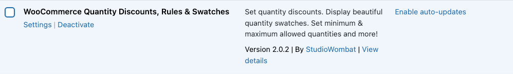 Activated plugin
