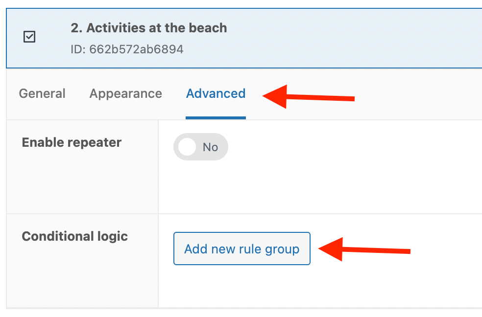 Configure conditional logic on an APF field