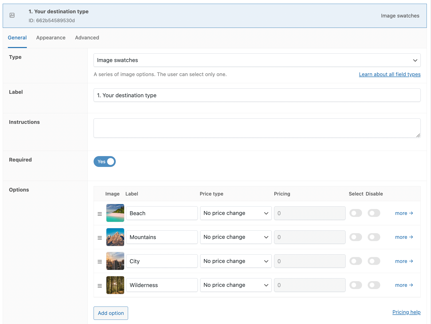 APF Image swatches configuration in the backend