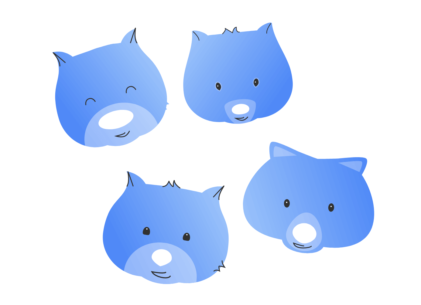 Illustration of a team of wombats