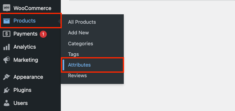 Navigating to the Attributes tab in WooCommerce
