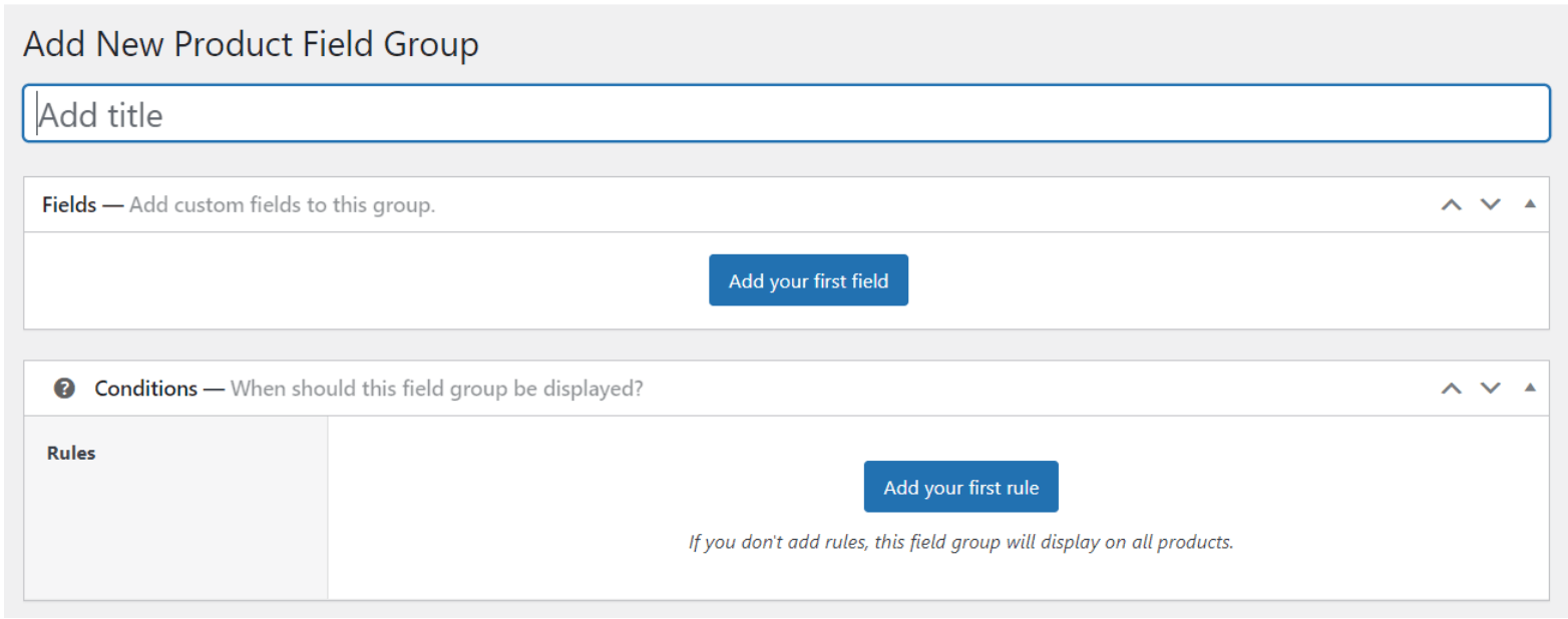 Product Fields page