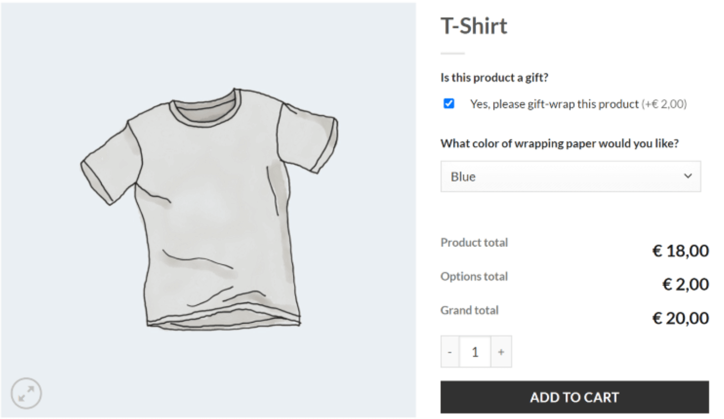 Flat fee for gift wrapping, frontend example