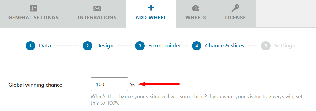 All visitors get a discount coupon by setting the global winning chance to 100%