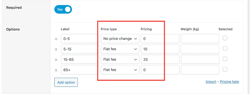 Advanced Product Fields multiple-choice field