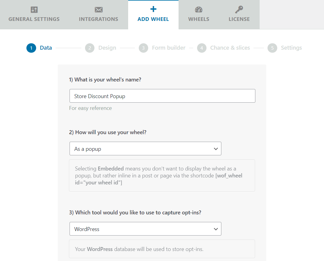 Adding data to your discount popup with WP Optin Wheel