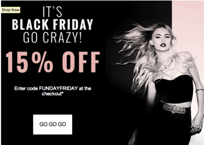 Missguided Black Friday website ad
