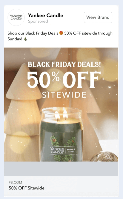 Yankee Candle Black Friday Facebook ad
