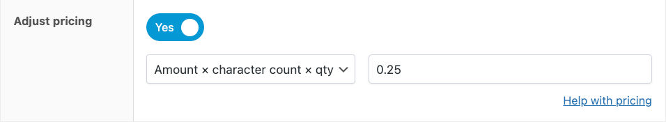 Adding a character count fee