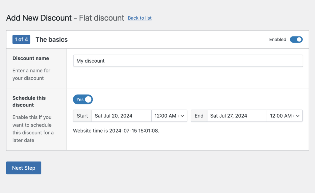 WooCommerce Discounts multi-step wizard
