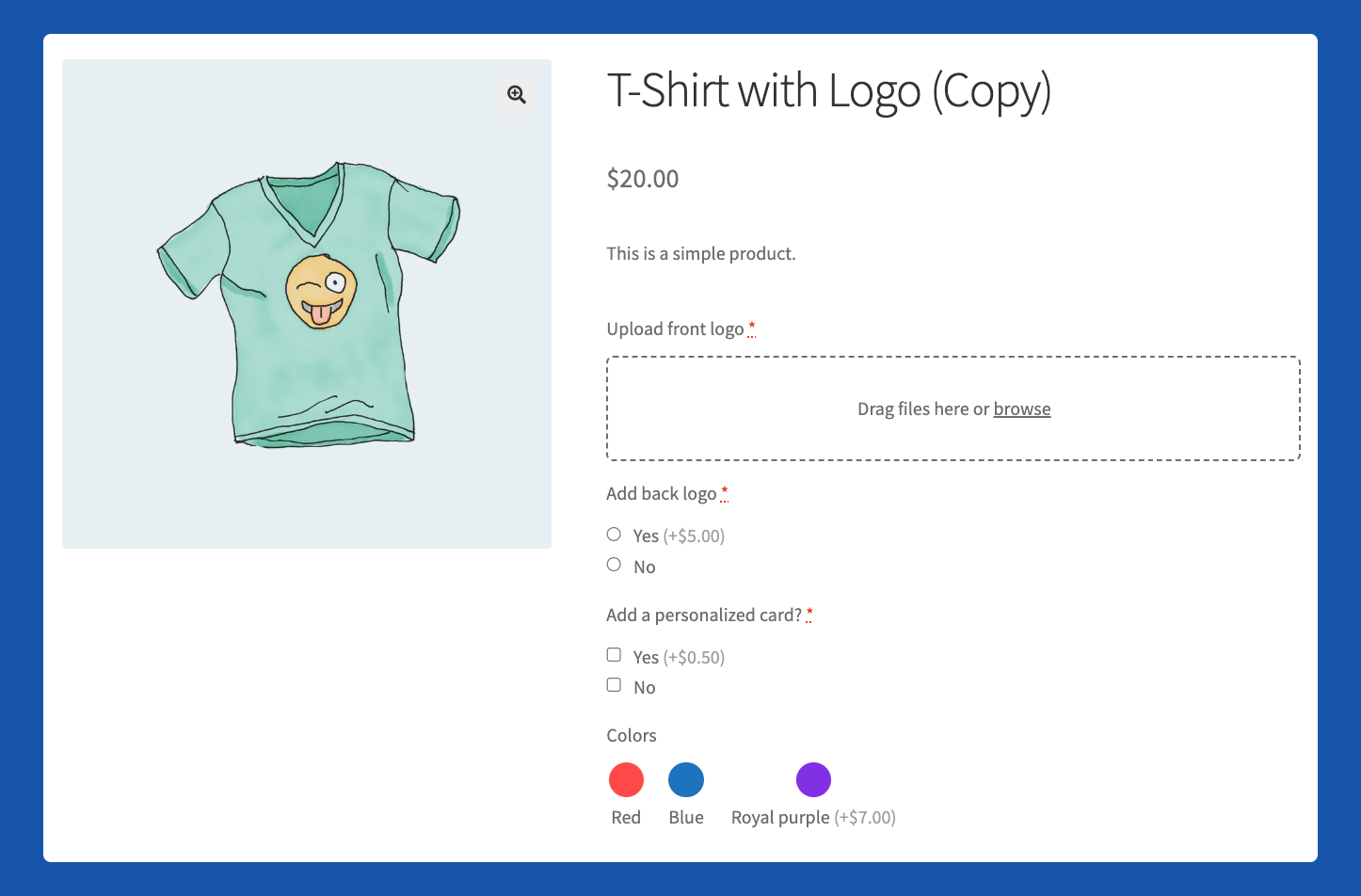 Example of a product with a flat fee