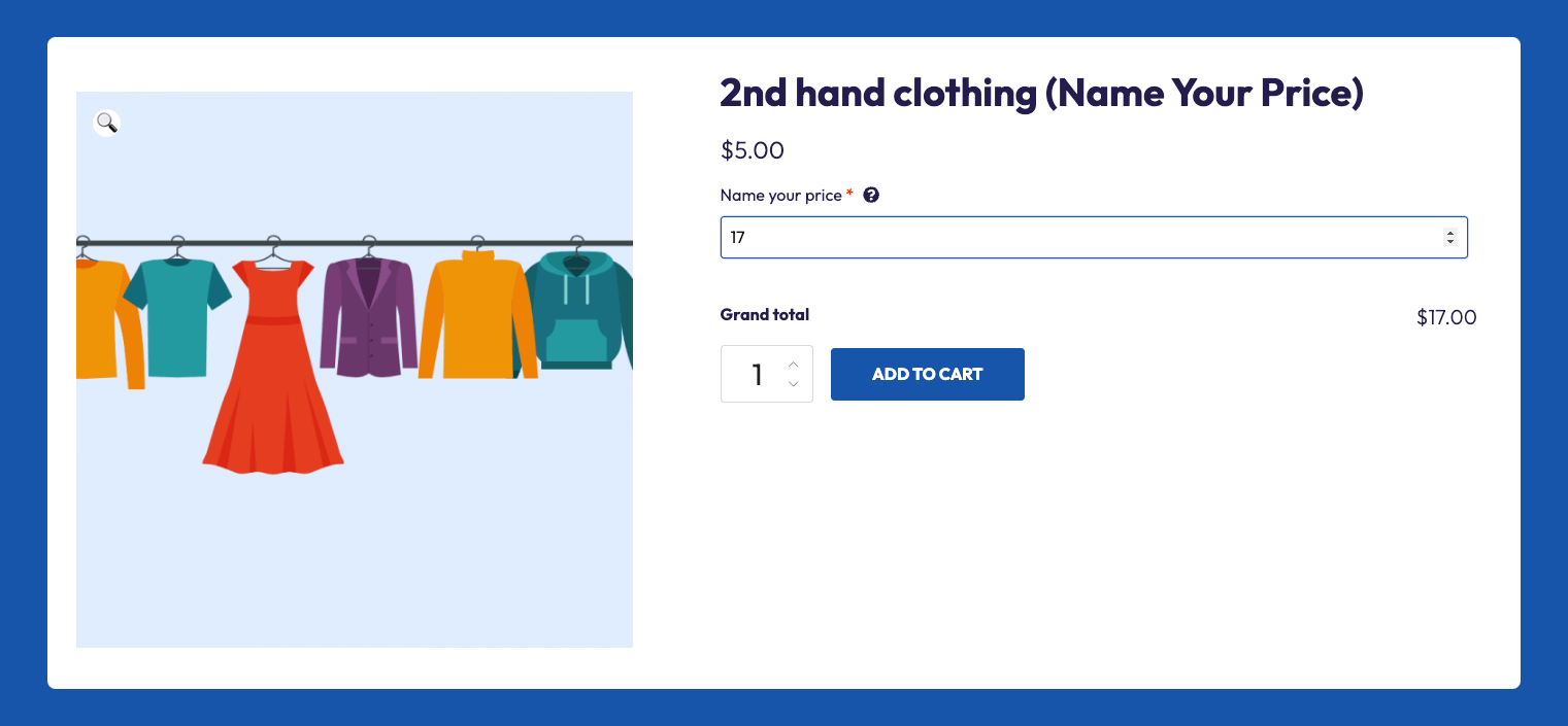 A “name your price” product with a fee based on a field value