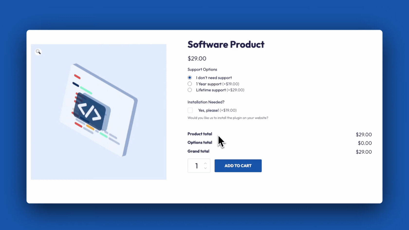 Example of a product with a quantity-based flat fee