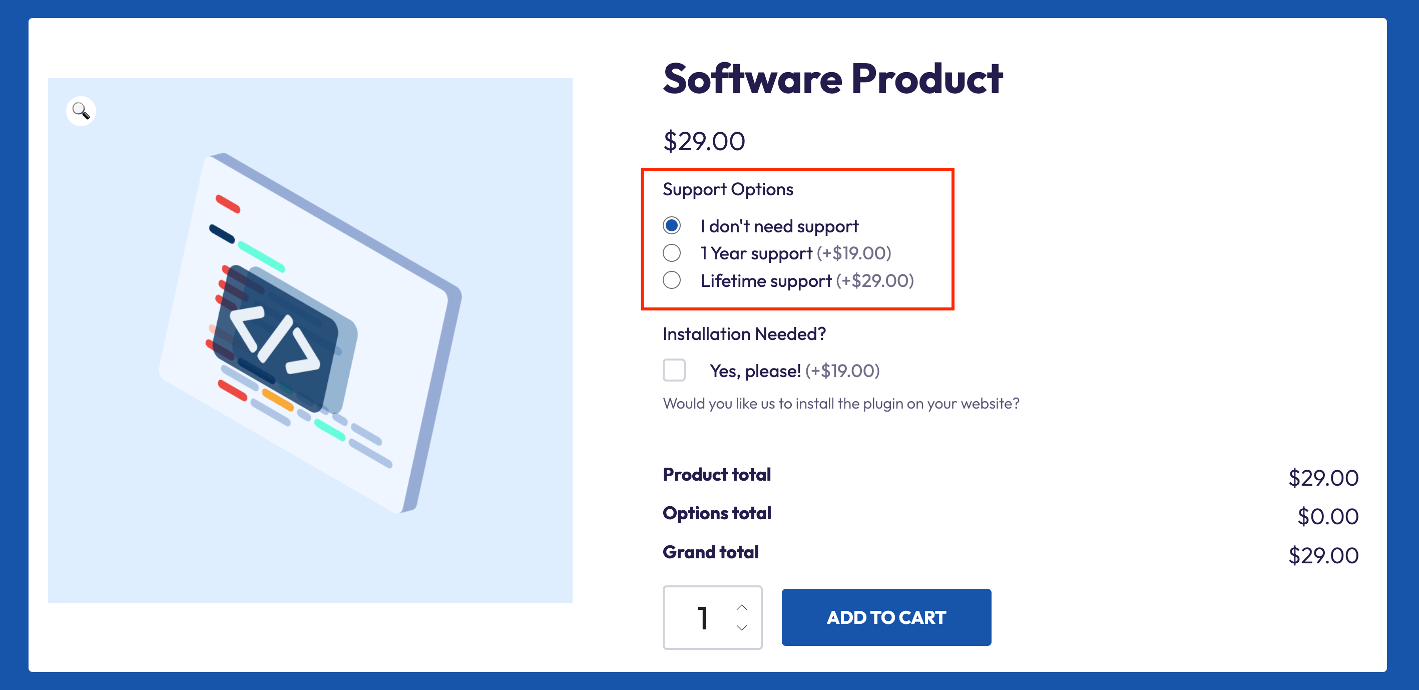 Radio buttons on a WooCommerce product