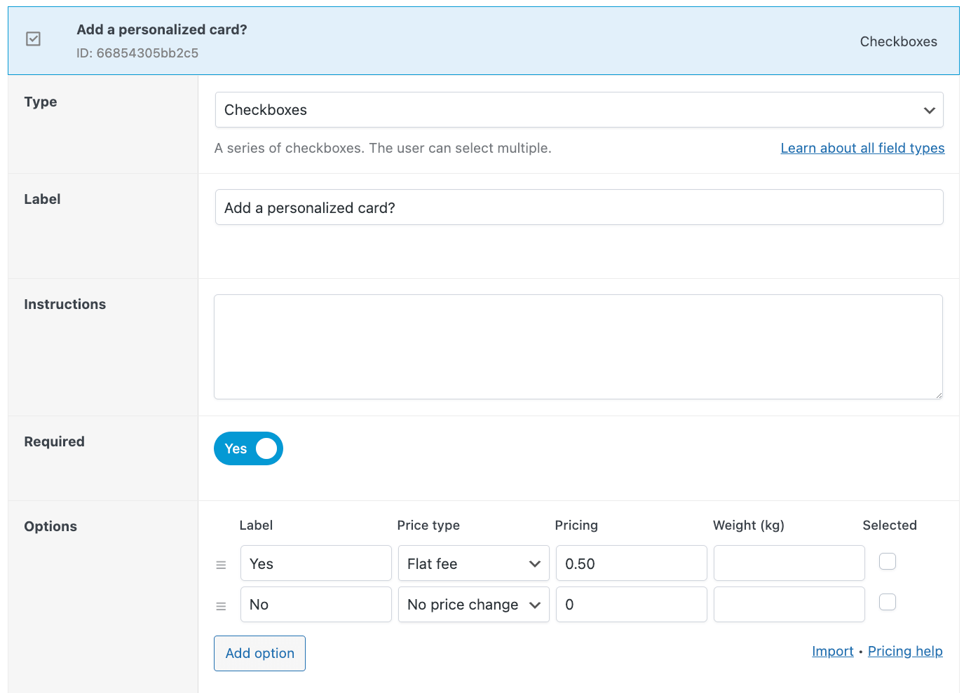 Creating a checkbox custom field