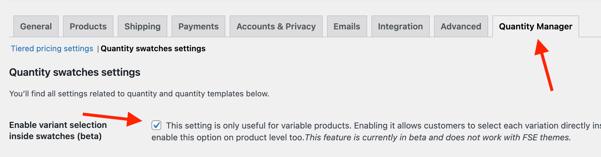 Backend settings of the Quantity Discounts, Rules & Swatches plugin
