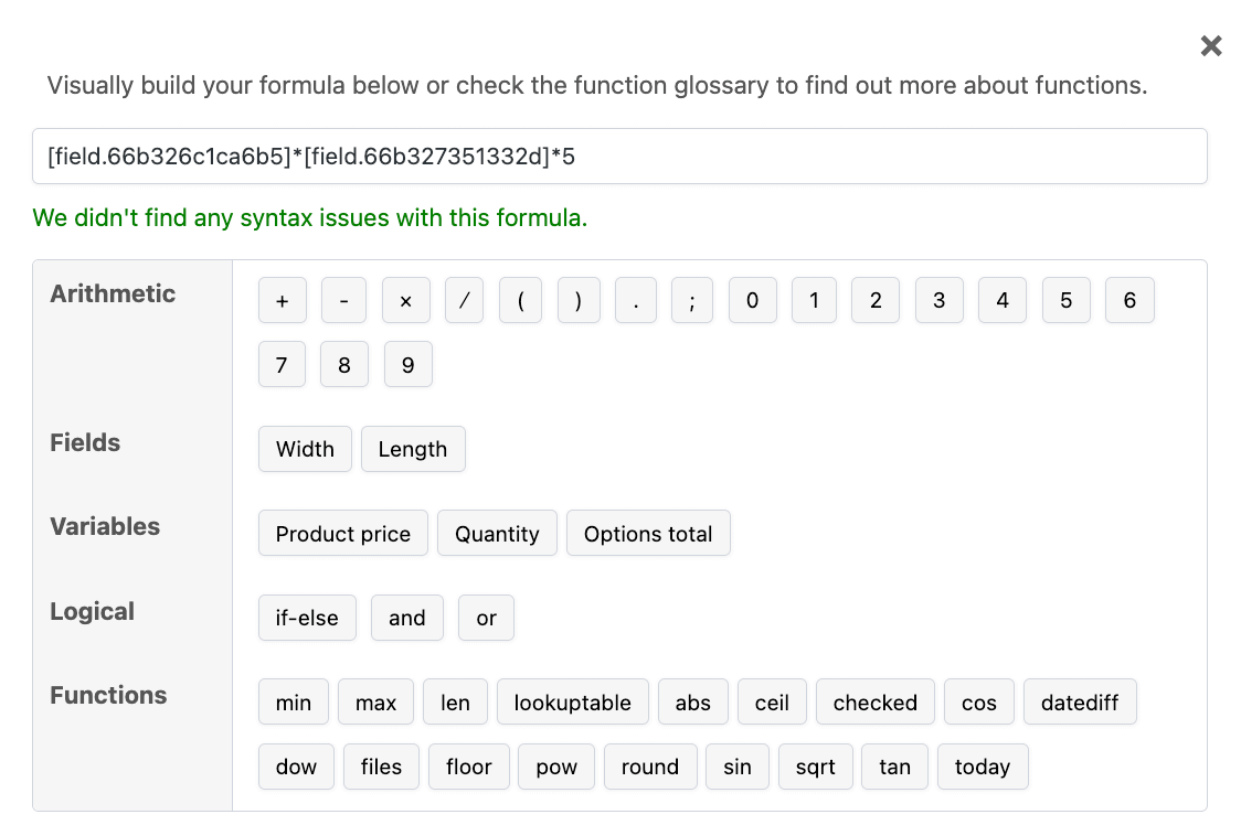Adding a base price to a pricing formula