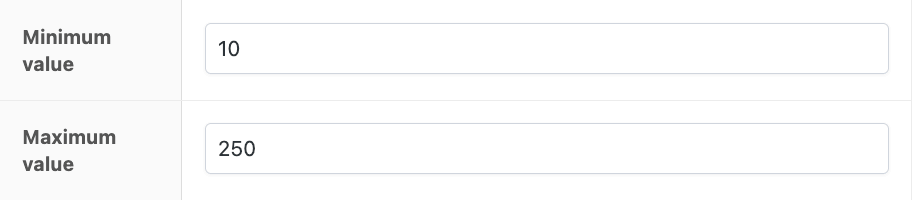 Adding minimum and maximum value for a gift voucher