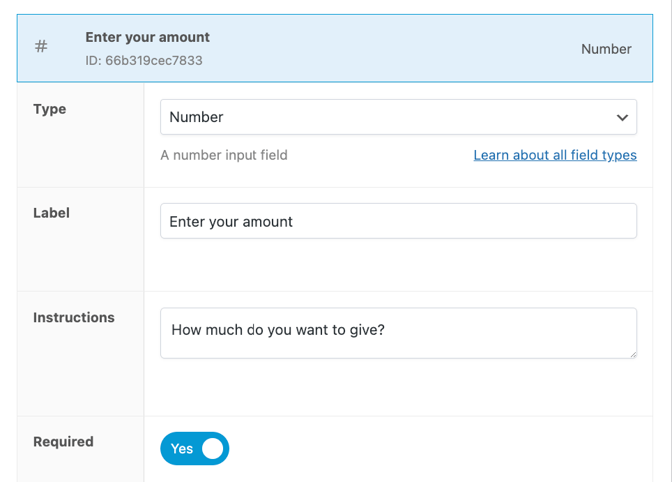 Creating a number custom field