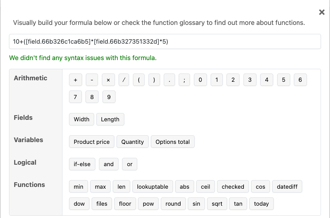 Adding a base price to a pricing formula